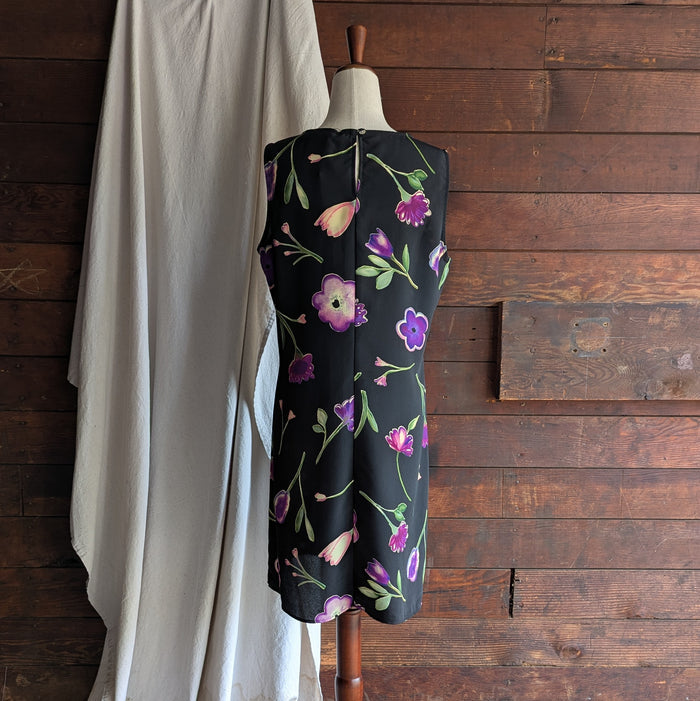 Y2K Vintage Purple and Black Floral Sleeveless Dress
