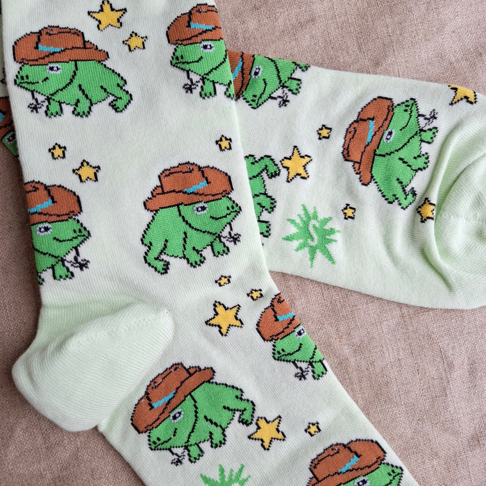 "Yee Frog!" Cowboy Frog Crew Socks
