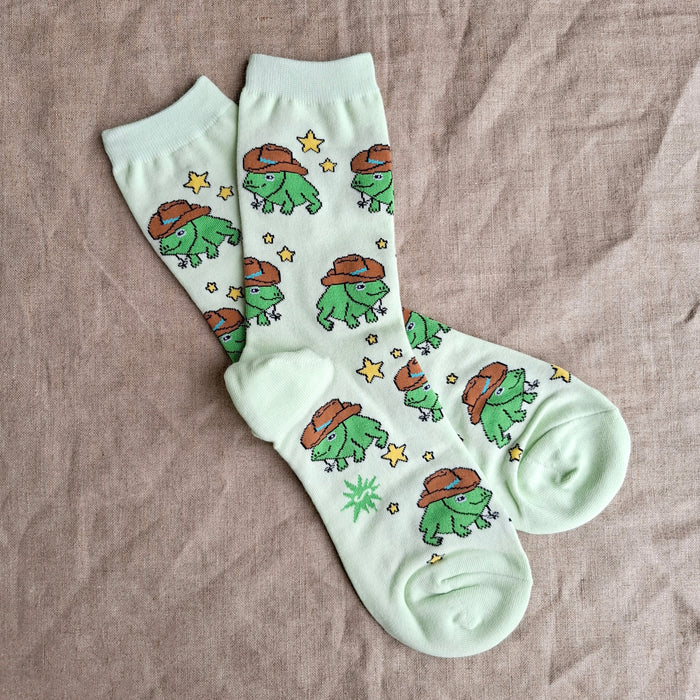 "Yee Frog!" Cowboy Frog Crew Socks