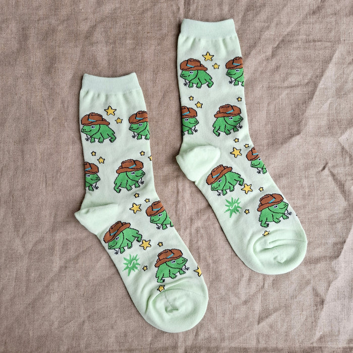 "Yee Frog!" Cowboy Frog Crew Socks