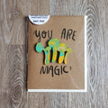 "You Are Magic" Mushroom Wooden Magnet + Greeting Card